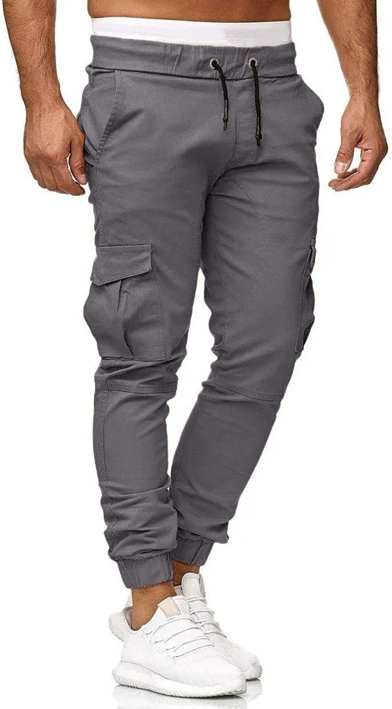 Cargo Pants for Men Relaxed Fit Cargo Sweatpants Stretch Elastic Waist Athletic Workout Jogger Pants Drawstring Sport