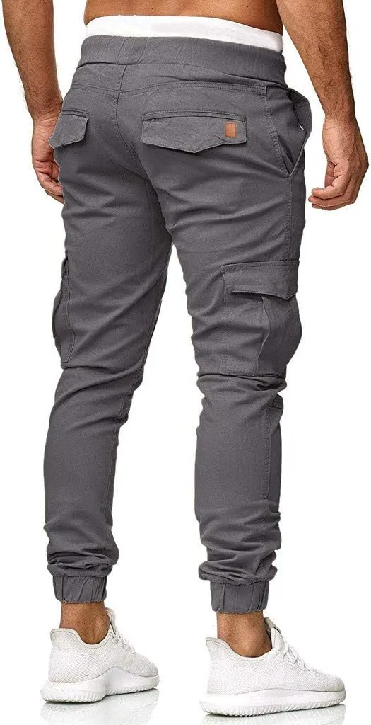 Cargo Pants for Men Relaxed Fit Cargo Sweatpants Stretch Elastic Waist Athletic Workout Jogger Pants Drawstring Sport