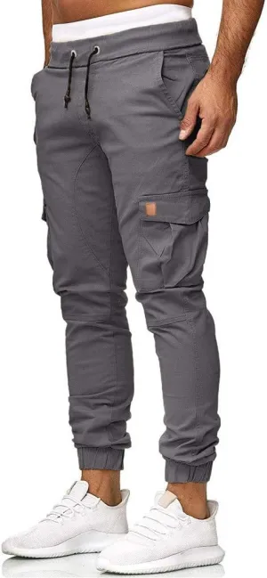 Cargo Pants for Men Relaxed Fit Cargo Sweatpants Stretch Elastic Waist Athletic Workout Jogger Pants Drawstring Sport