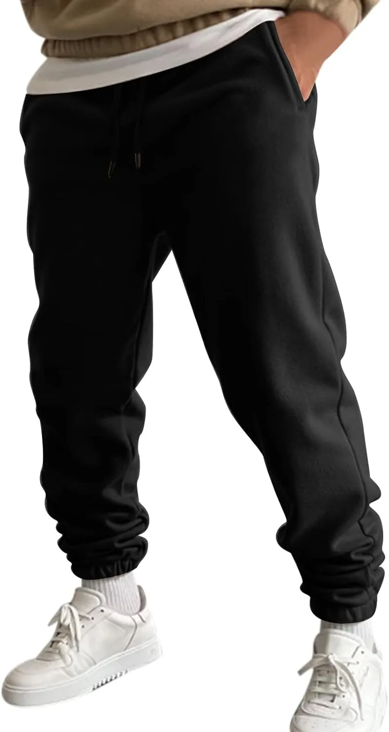 Cargo Pants for Men Relaxed Fit Elastic Waist Baggy Drop Crotch Sweatpant Mens Heavyweight Sweatpants Fleece Trousers