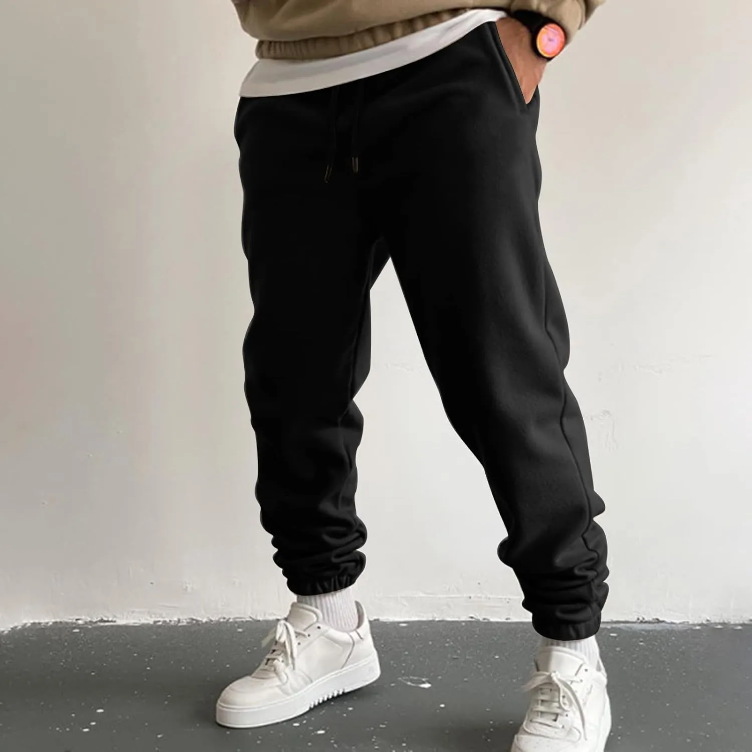 Cargo Pants for Men Relaxed Fit Elastic Waist Baggy Drop Crotch Sweatpant Mens Heavyweight Sweatpants Fleece Trousers