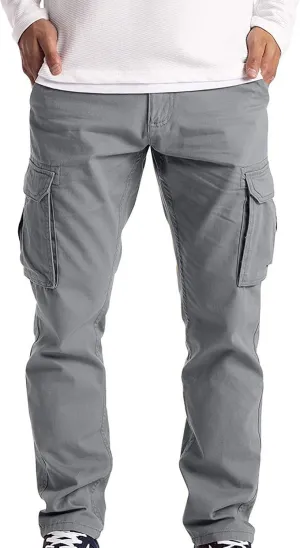 Cargo Pants for Men Relaxed Fit Mens Cargo Pants Tapered Gym Running Workout Pants Letter Print Fleece Casual Joggers