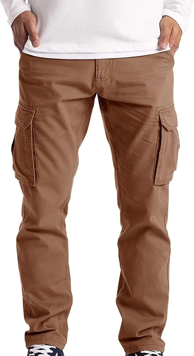 Cargo Pants for Men Relaxed Fit Mens Cargo Pants Tapered Gym Running Workout Pants Letter Print Fleece Casual Joggers