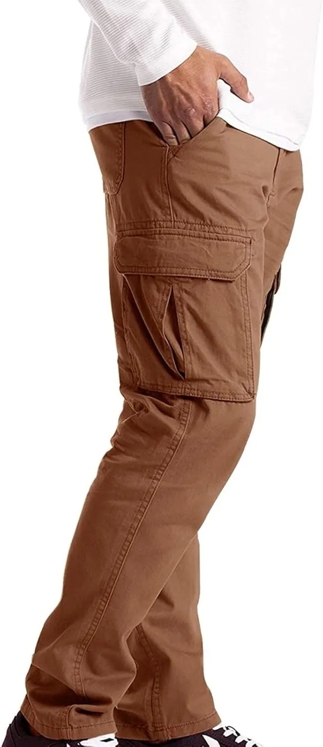 Cargo Pants for Men Relaxed Fit Mens Cargo Pants Tapered Gym Running Workout Pants Letter Print Fleece Casual Joggers