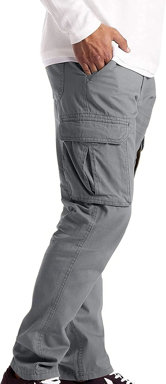 Cargo Pants for Men Relaxed Fit Mens Cargo Pants Tapered Gym Running Workout Pants Letter Print Fleece Casual Joggers