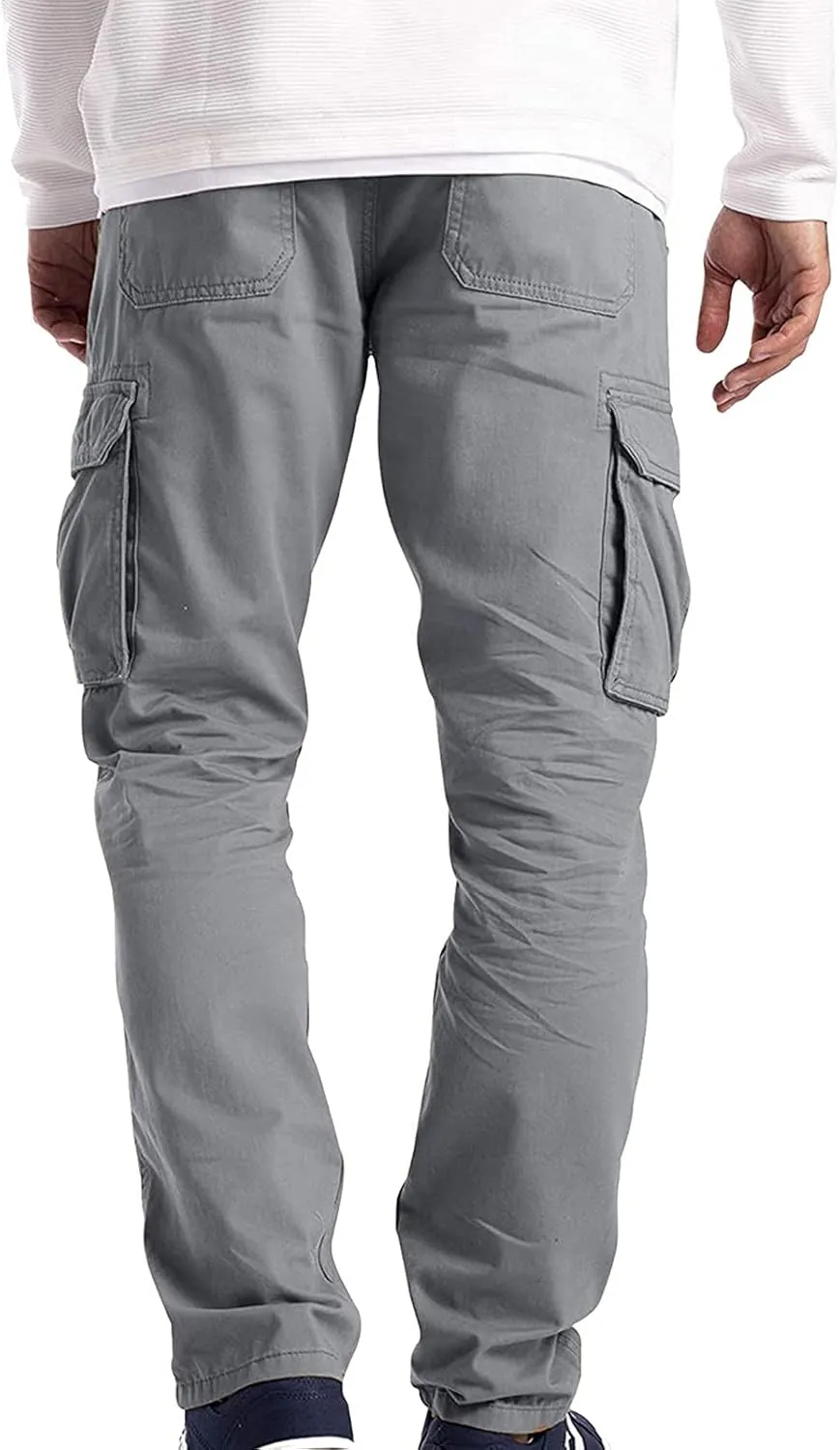 Cargo Pants for Men Relaxed Fit Mens Cargo Pants Tapered Gym Running Workout Pants Letter Print Fleece Casual Joggers