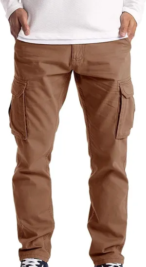 Cargo Pants for Men Relaxed Fit Mens Cargo Pants Tapered Gym Running Workout Pants Letter Print Fleece Casual Joggers