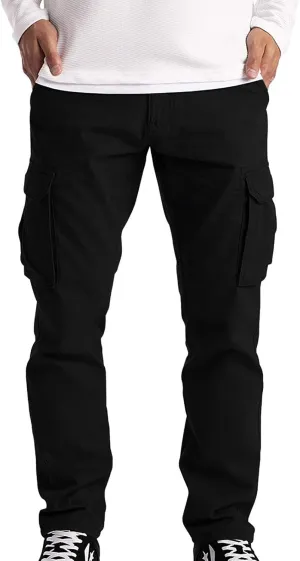Cargo Pants for Men Relaxed Fit Pants Mens Cargo Sweatpants Heavyweight Fleece Jogger Pants Drawstring Sports Workout