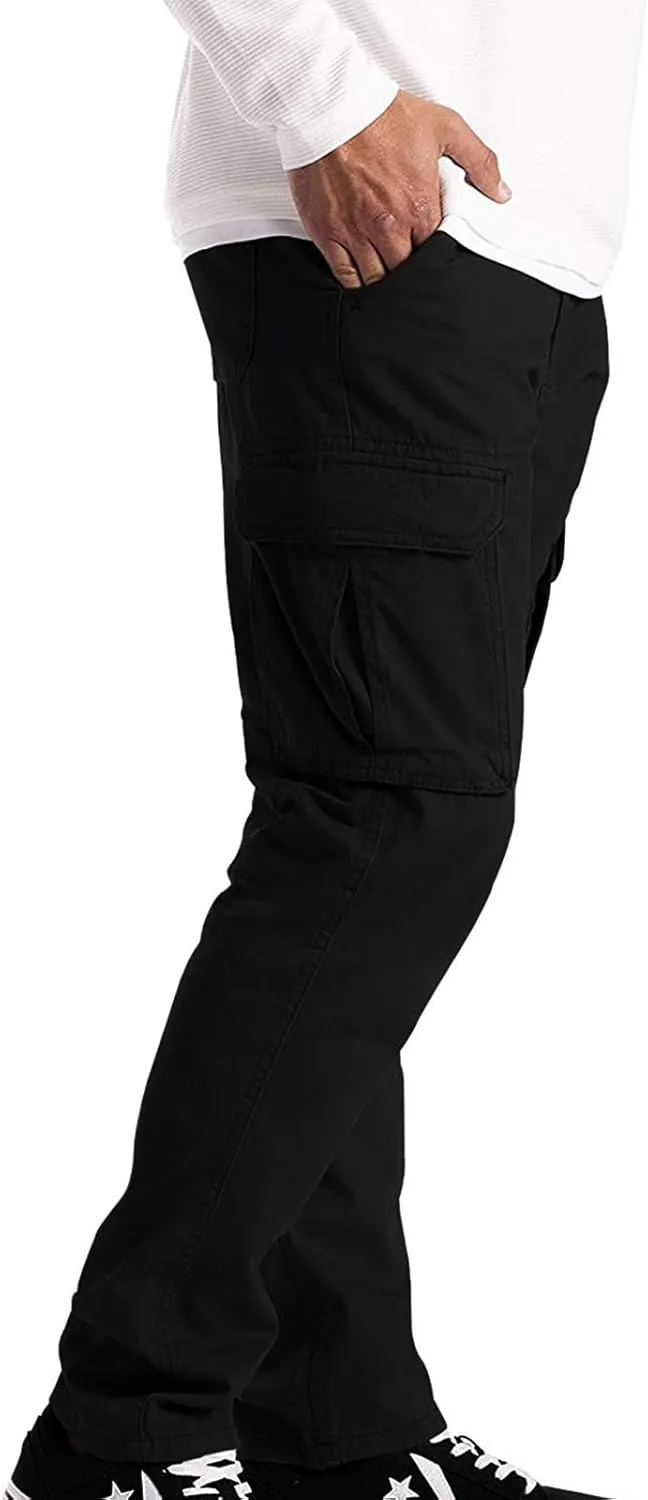 Cargo Pants for Men Relaxed Fit Pants Mens Cargo Sweatpants Heavyweight Fleece Jogger Pants Drawstring Sports Workout