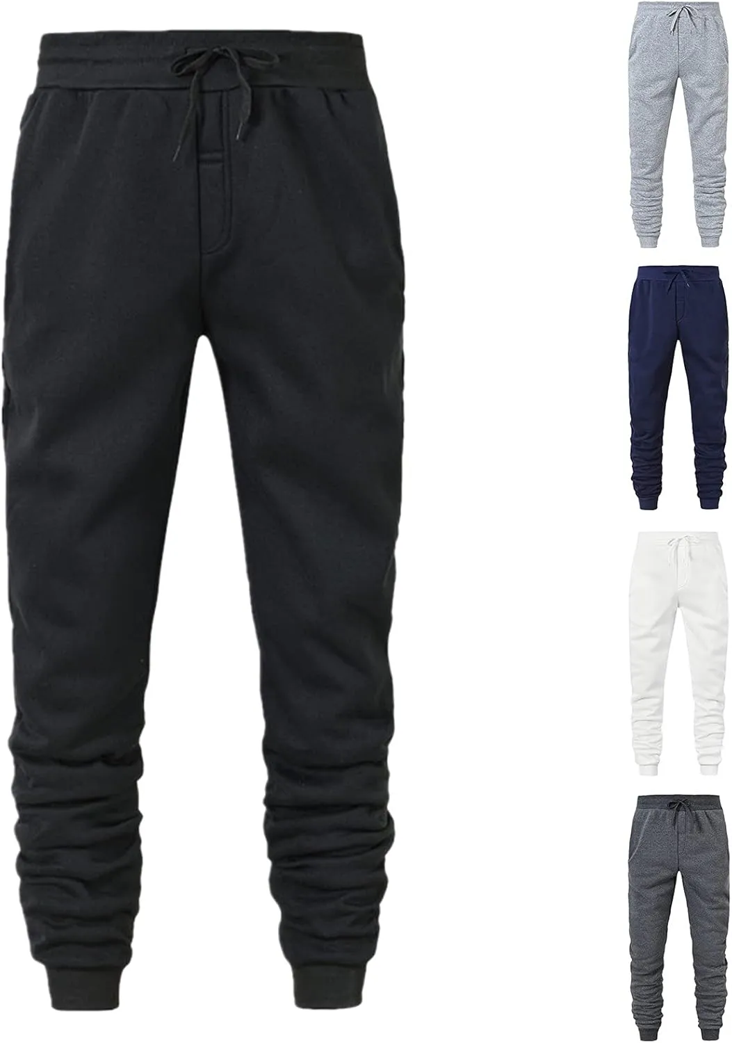 Cargo Pants for Men Relaxed Fit Stretch Elastic Waist Outdoor Pants Men's Heavyweight Fleece Cargo Sweatpants Elastic