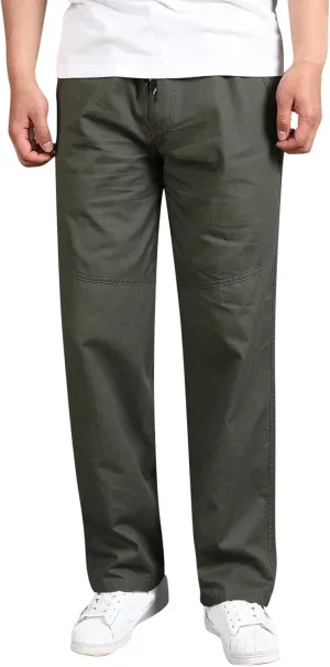 Cargo Pants for Men Relaxed Fit Trousers for Men Mens Cargo Sweatpants Drawstring Elastic Waist Straight Leg Trousers