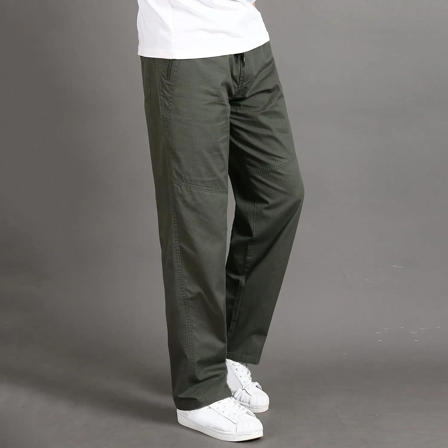 Cargo Pants for Men Relaxed Fit Trousers for Men Mens Cargo Sweatpants Drawstring Elastic Waist Straight Leg Trousers