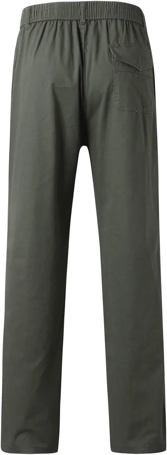 Cargo Pants for Men Relaxed Fit Trousers for Men Mens Cargo Sweatpants Drawstring Elastic Waist Straight Leg Trousers