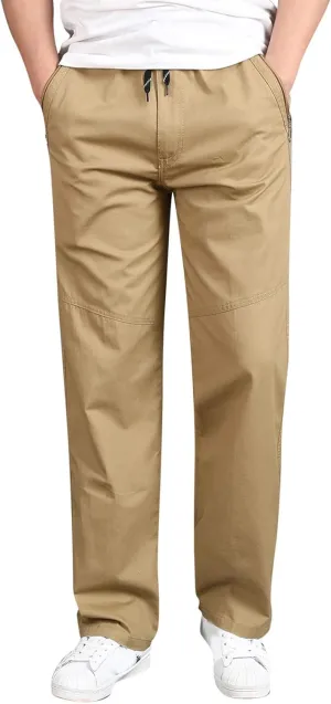 Cargo Pants for Men Relaxed Fit Trousers for Men Mens Cargo Sweatpants Drawstring Elastic Waist Straight Leg Trousers
