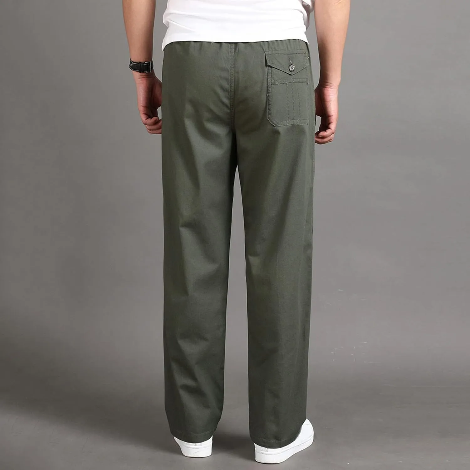 Cargo Pants for Men Relaxed Fit Trousers for Men Mens Cargo Sweatpants Drawstring Elastic Waist Straight Leg Trousers
