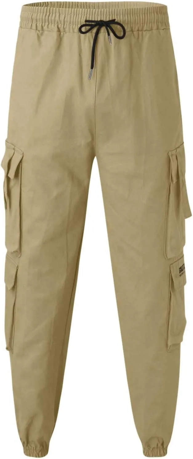 Cargo Pants for Men Relaxed Fit with Pockets Cargo Pants for Men Sweat Pants Fashion Men's Sport Color Bandage Casual