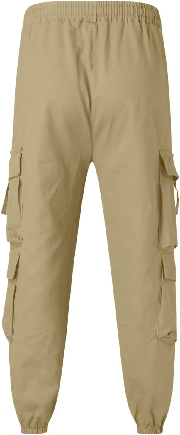 Cargo Pants for Men Relaxed Fit with Pockets Cargo Pants for Men Sweat Pants Fashion Men's Sport Color Bandage Casual