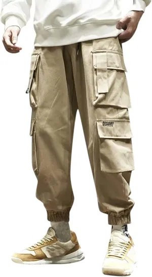 Cargo Pants for Men Relaxed Fit with Pockets Cargo Pants for Men Sweat Pants Fashion Men's Sport Color Bandage Casual
