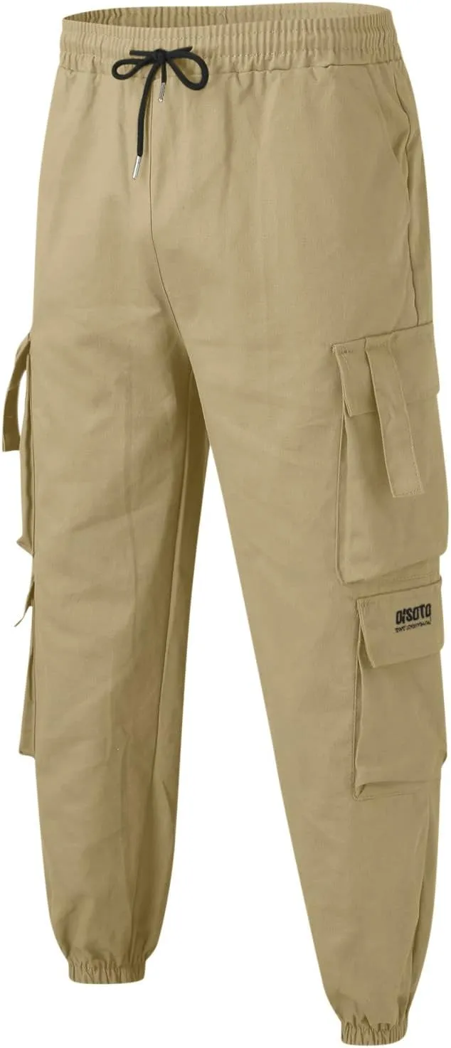 Cargo Pants for Men Relaxed Fit with Pockets Cargo Pants for Men Sweat Pants Fashion Men's Sport Color Bandage Casual