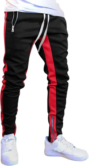 Cargo Trousers for Men Bottoms Mens Jogging Bottoms Slim Fit Sports Trousers with Zip Pockets Mens Cargo Sweatpants