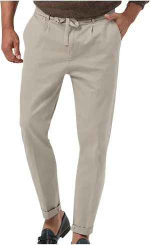 Casual Pants for Men Stretch Dress Pants Khaki Slim Fit Pants Solid Drawstring Waist Pants Golf Pants with Pockets