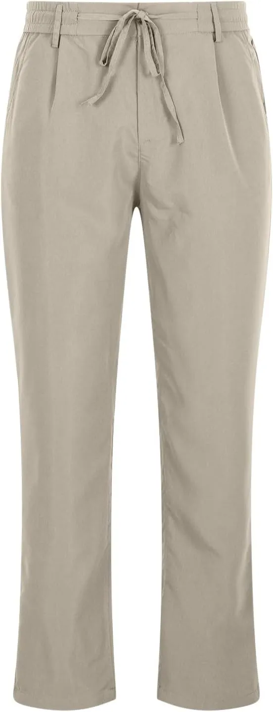 Casual Pants for Men Stretch Dress Pants Khaki Slim Fit Pants Solid Drawstring Waist Pants Golf Pants with Pockets