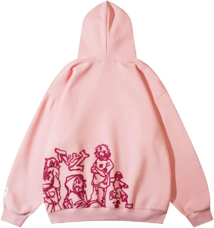COOLMONAR Mens Cartoon Graphic Hoodies Streetwear Hooded Sweatshirt Pullover Hip Hop Fashion Y2K Hoodies Unisex