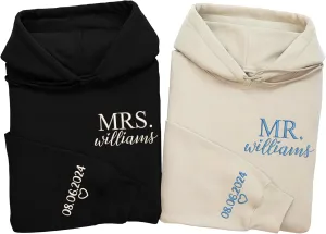 Custom Embroidered Hoodies, Future Mrs. and Mr. Hoodies, Custom Mrs. Last Name Sweatshirt, Personalized Sweatshirts, Matching Hoodies for Couples, Engagement Gift, Gifts for Him Her