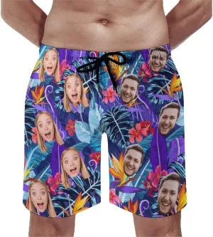 Custom Mens Swim Trunks with Faces Quick Dry Surf Board Shorts Personalized Photos Gifts