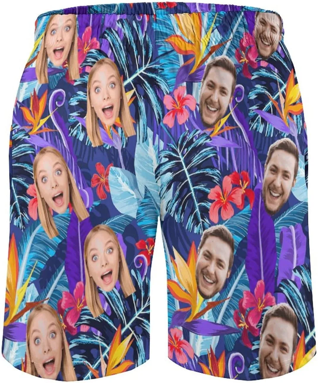Custom Mens Swim Trunks with Faces Quick Dry Surf Board Shorts Personalized Photos Gifts