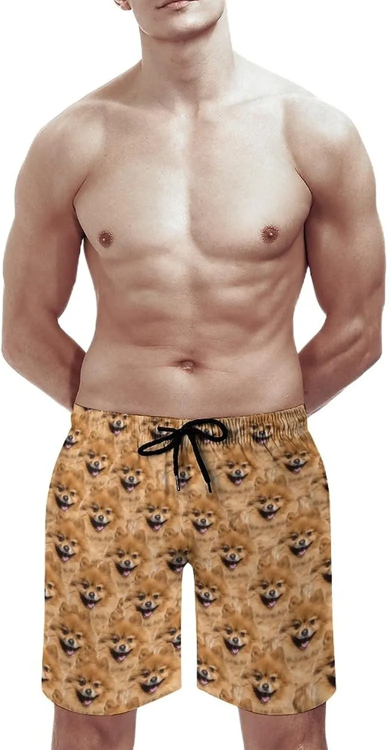 Custom Mens Swim Trunks with Faces Quick Dry Surf Board Shorts Personalized Photos Gifts