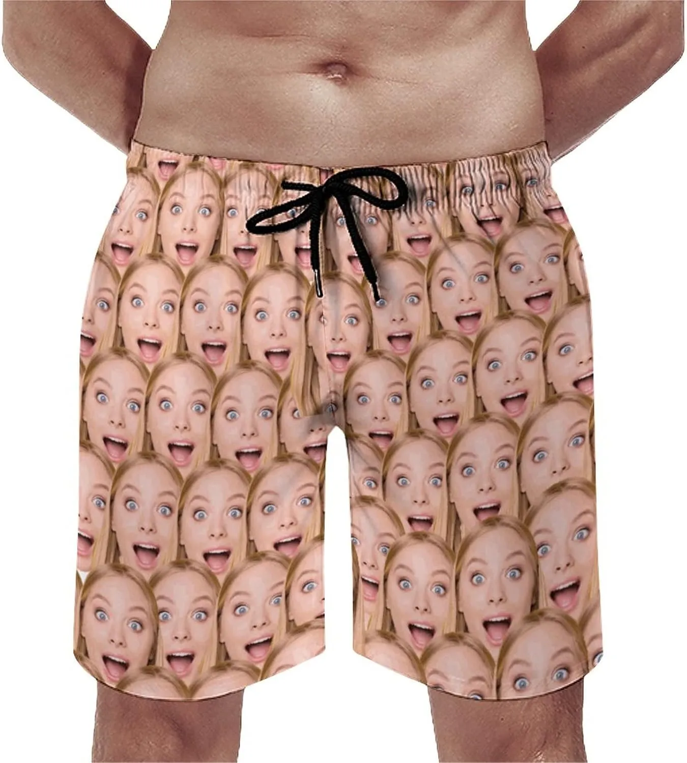 Custom Mens Swim Trunks with Faces Quick Dry Surf Board Shorts Personalized Photos Gifts