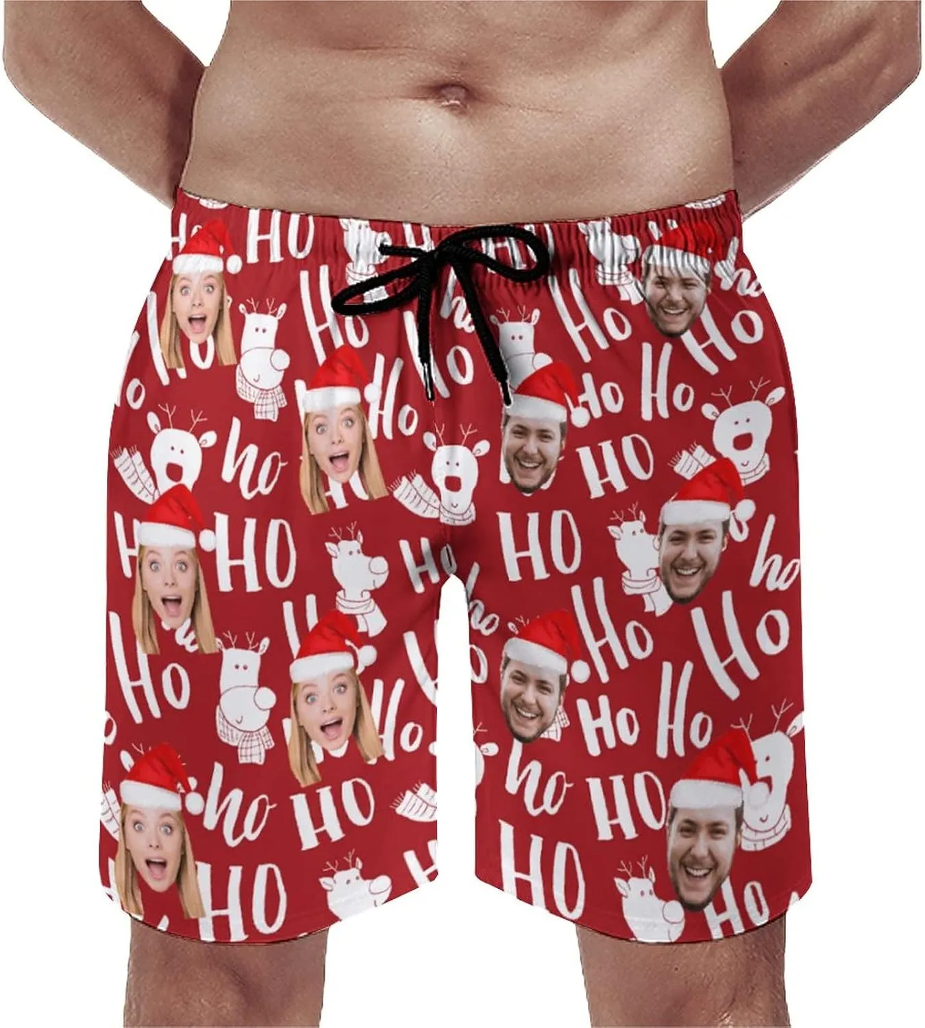 Custom Mens Swim Trunks with Faces Quick Dry Surf Board Shorts Personalized Photos Gifts