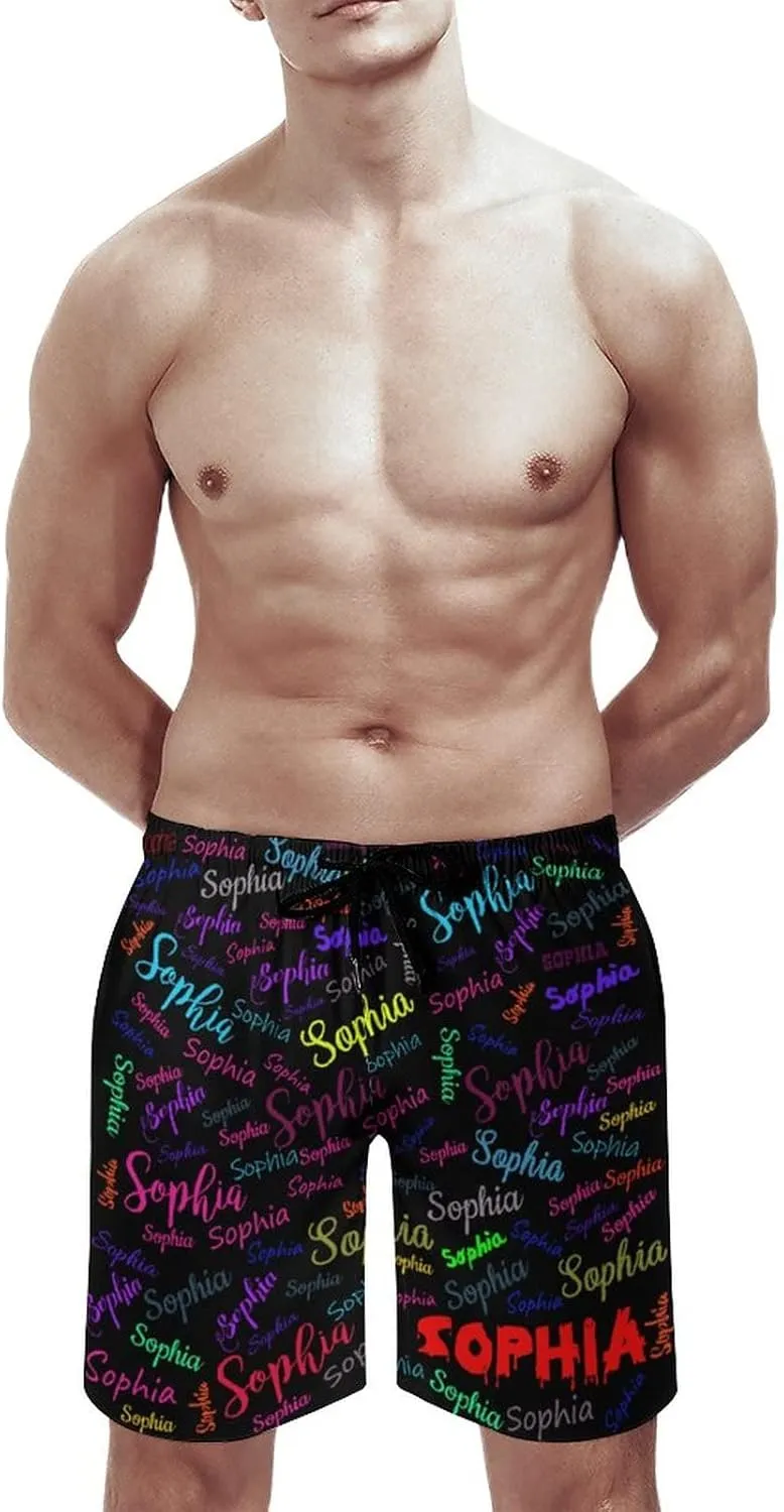 Custom Mens Swim Trunks with Faces Quick Dry Surf Board Shorts Personalized Photos Gifts