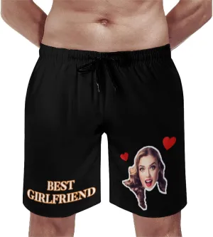 Custom Mens Swim Trunks with Faces Quick Dry Surf Board Shorts Personalized Photos Gifts