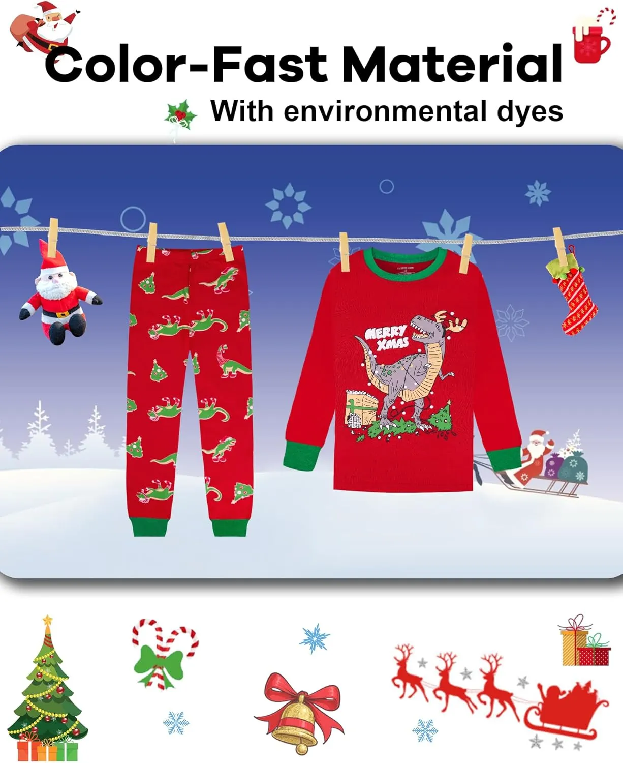DAUGHTER QUEEN 18 Months-12 Years Boys & Girls Christmas Pajamas 100% Cotton Sleepwear