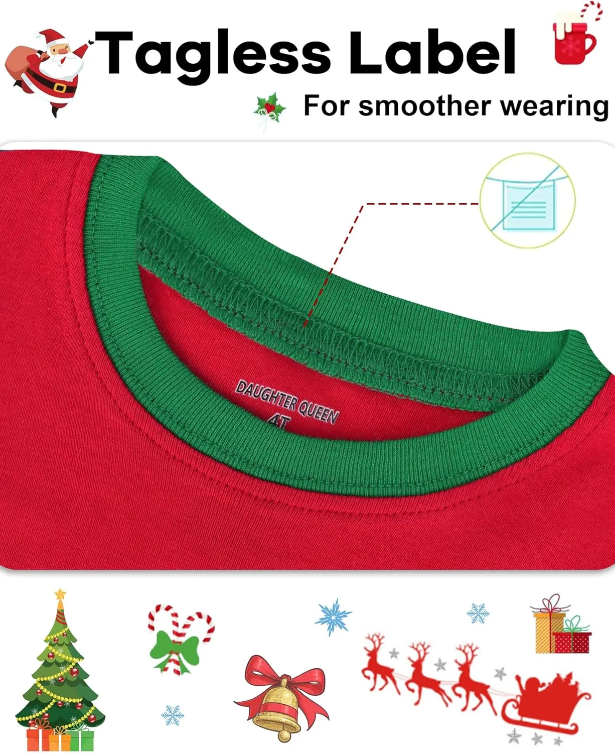 DAUGHTER QUEEN 18 Months-12 Years Boys & Girls Christmas Pajamas 100% Cotton Sleepwear