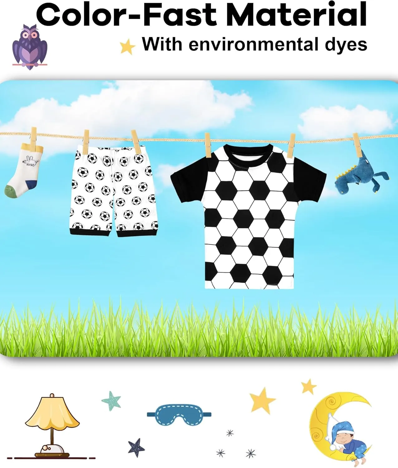 DAUGHTER QUEEN Boys Pajamas 4 Pieces Short Set 100% Cotton Sleepwear Size 18 Months-12 Years