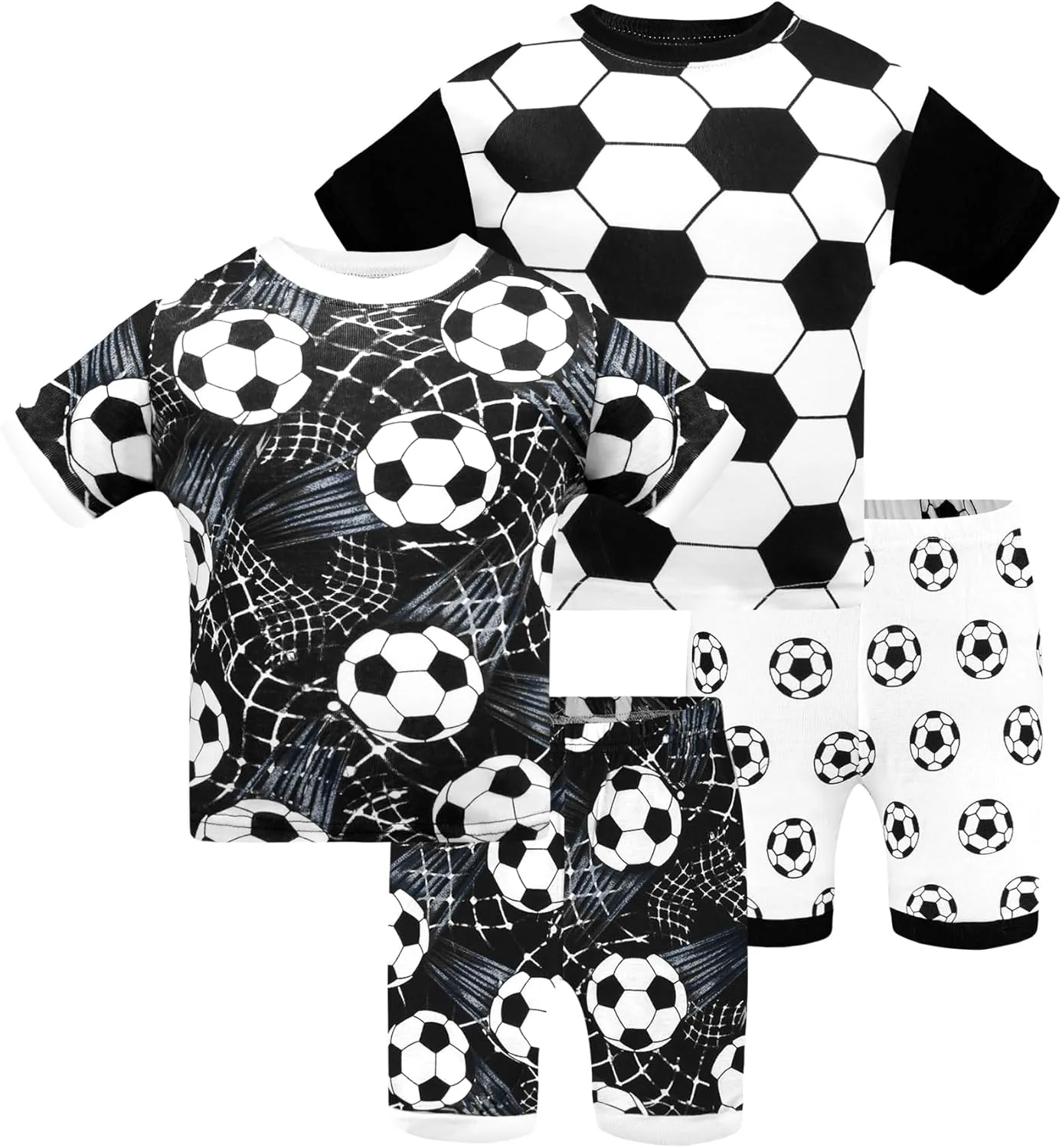 DAUGHTER QUEEN Boys Pajamas 4 Pieces Short Set 100% Cotton Sleepwear Size 18 Months-12 Years