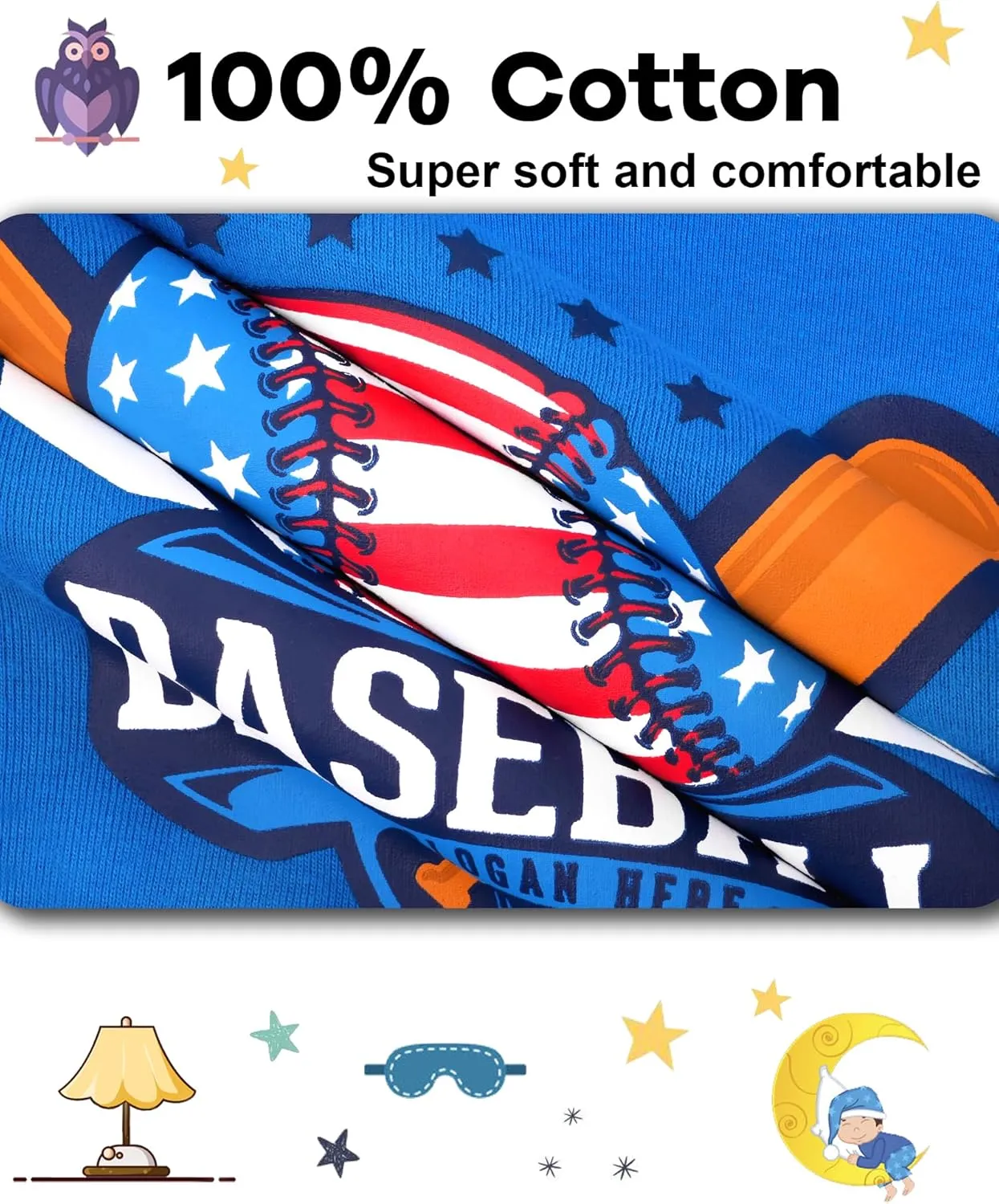 DAUGHTER QUEEN Boys Summer Pajamas Set 4 Pieces 100% Cotton Sleepwear Size 18 Months-12 Years