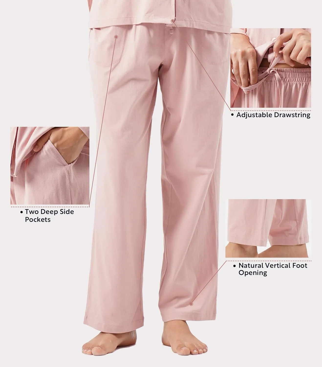 DAVID ARCHY 100% Cotton Pajamas for Women Set Super Soft Cozy Long Sleeve Button Down Comfy Womens Sleepwear Pjs Set