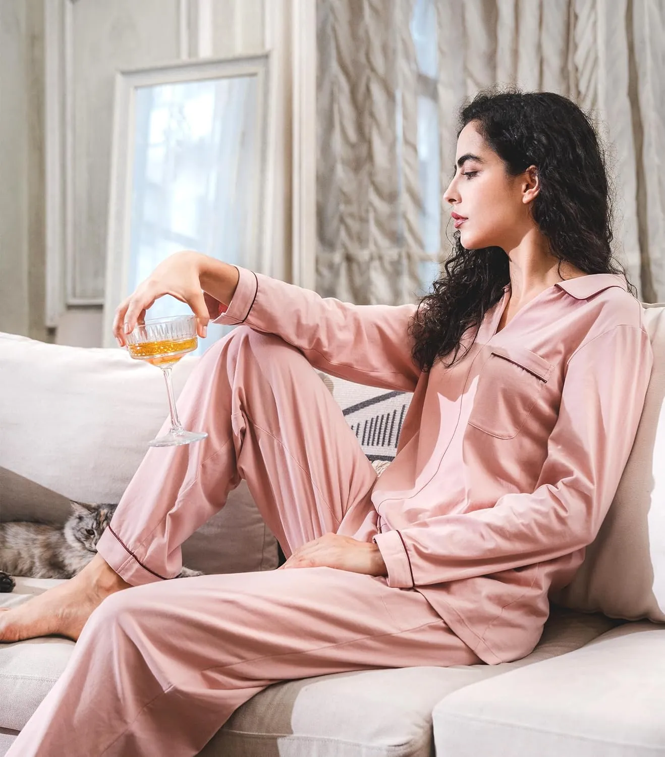DAVID ARCHY 100% Cotton Pajamas for Women Set Super Soft Cozy Long Sleeve Button Down Comfy Womens Sleepwear Pjs Set