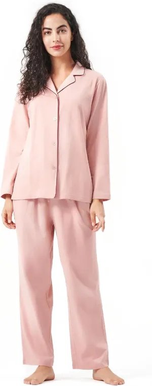 DAVID ARCHY 100% Cotton Pajamas for Women Set Super Soft Cozy Long Sleeve Button Down Comfy Womens Sleepwear Pjs Set