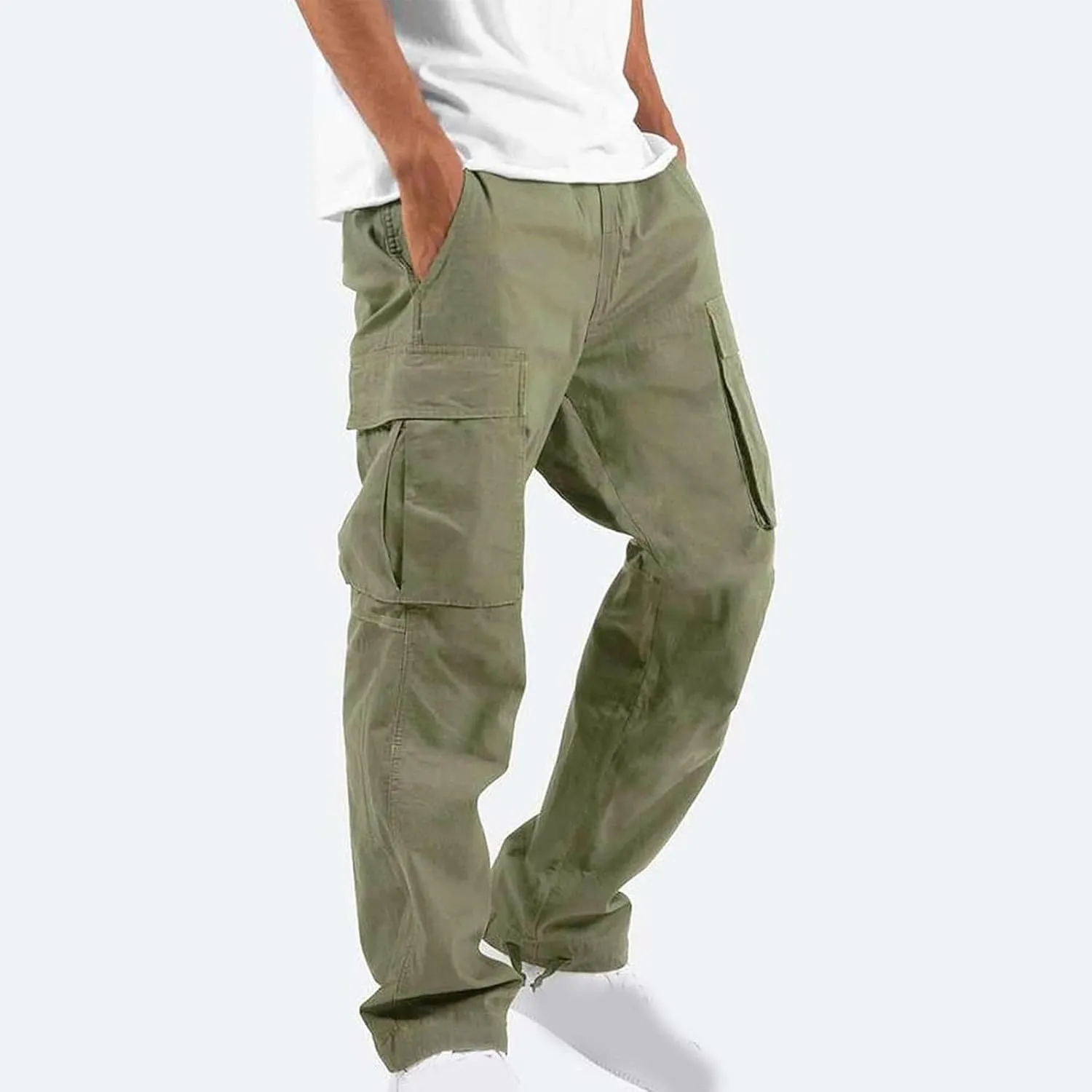 Dgoopd Cargo Pants for Men Big and Tall Jogger Pants Elastic Waist Workout Pants Casual Sweat Pants Outdoor Hiking Pants