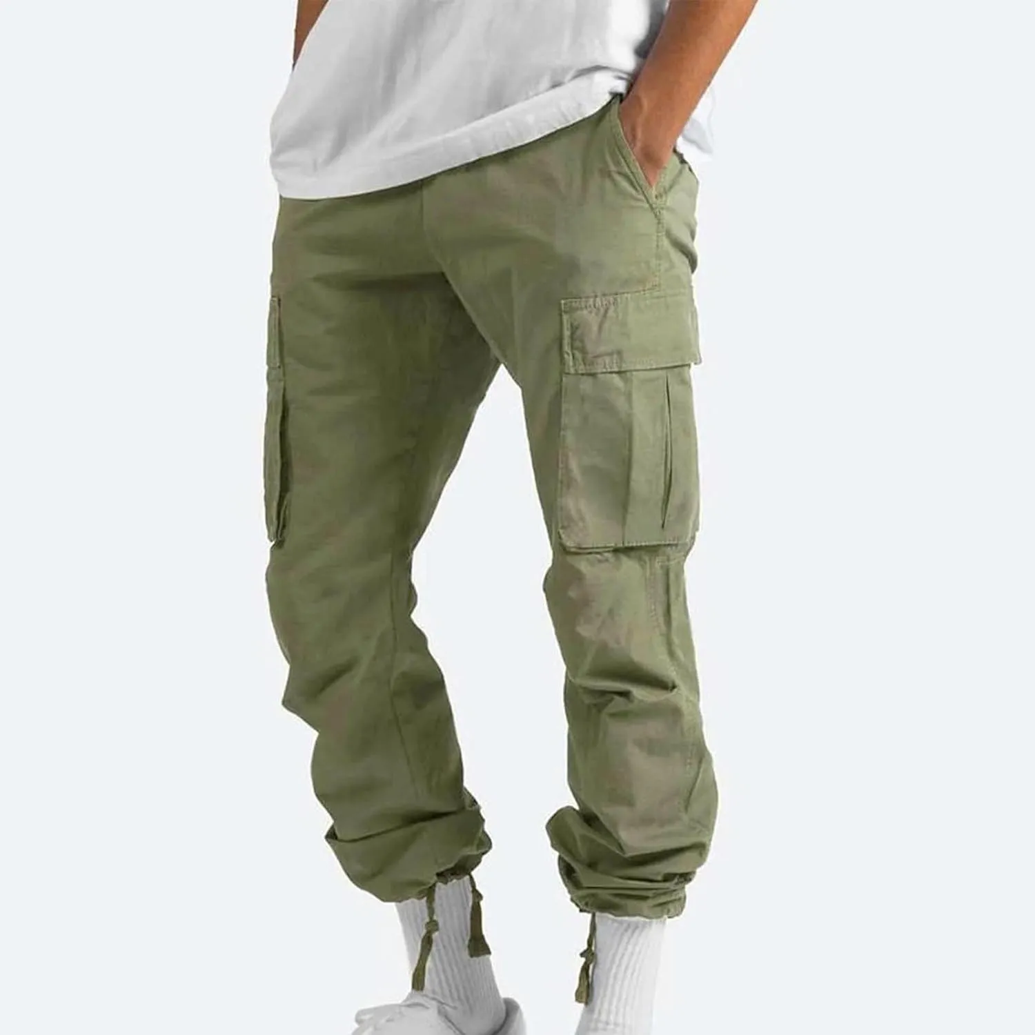 Dgoopd Cargo Pants for Men Big and Tall Jogger Pants Elastic Waist Workout Pants Casual Sweat Pants Outdoor Hiking Pants