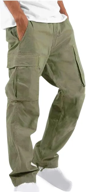 Dgoopd Cargo Pants for Men Big and Tall Jogger Pants Elastic Waist Workout Pants Casual Sweat Pants Outdoor Hiking Pants