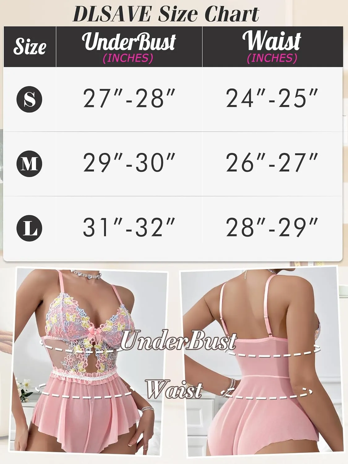 Dlsave Sexy Lingerie for Women,Lace Bodysuit One Piece Teddy Babydoll Mesh Chemise V Neck Sleepwear Romper