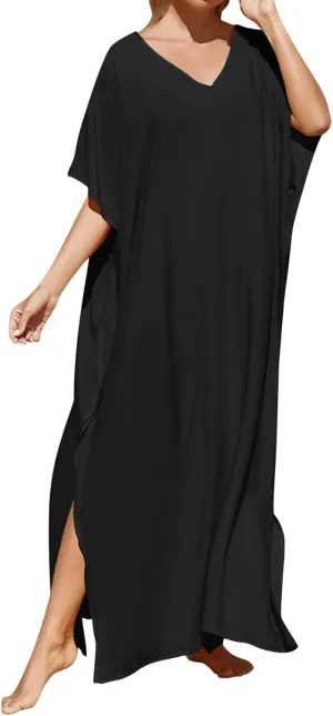Dresses for Women Vneck Hawaii Outfits Rayon Caftans for Women Moroccan Caftan Loungewear Boho Maxi Dress 8-20 Caftans
