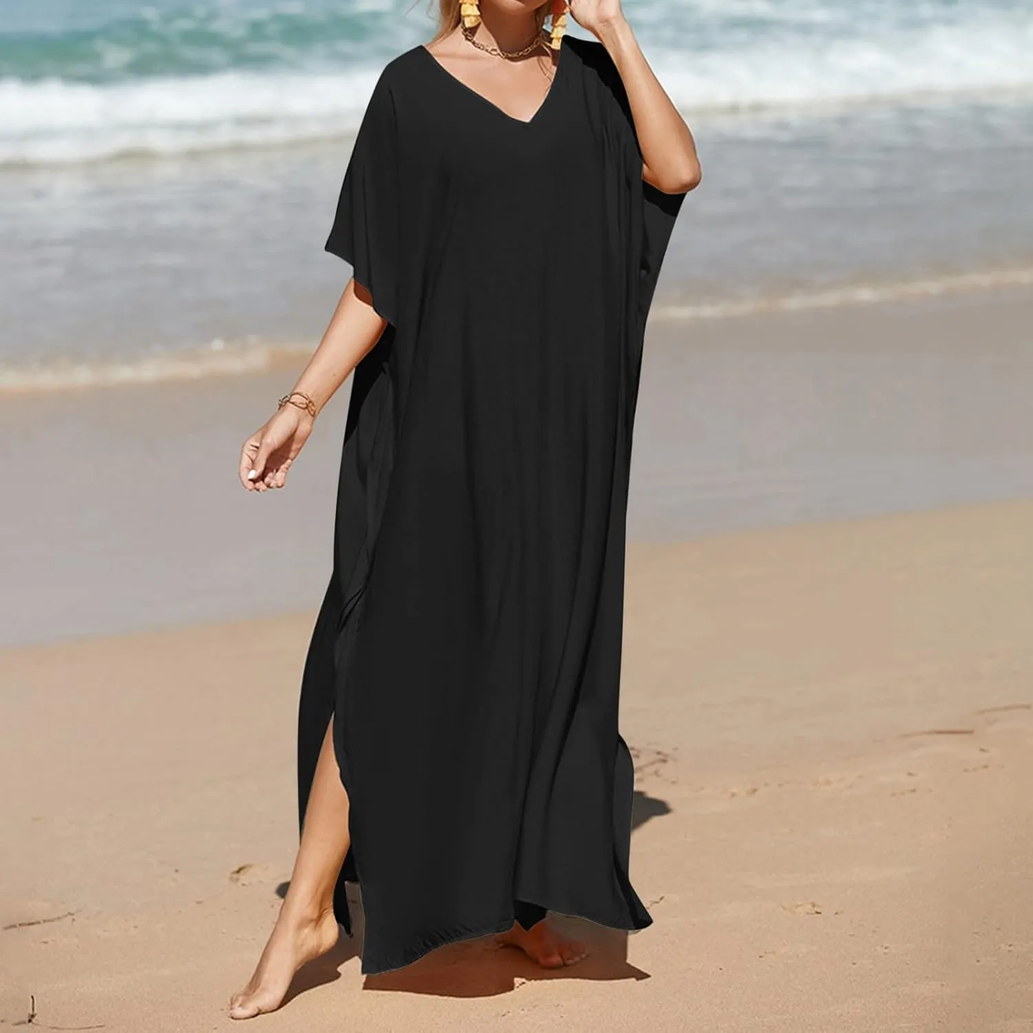 Dresses for Women Vneck Hawaii Outfits Rayon Caftans for Women Moroccan Caftan Loungewear Boho Maxi Dress 8-20 Caftans