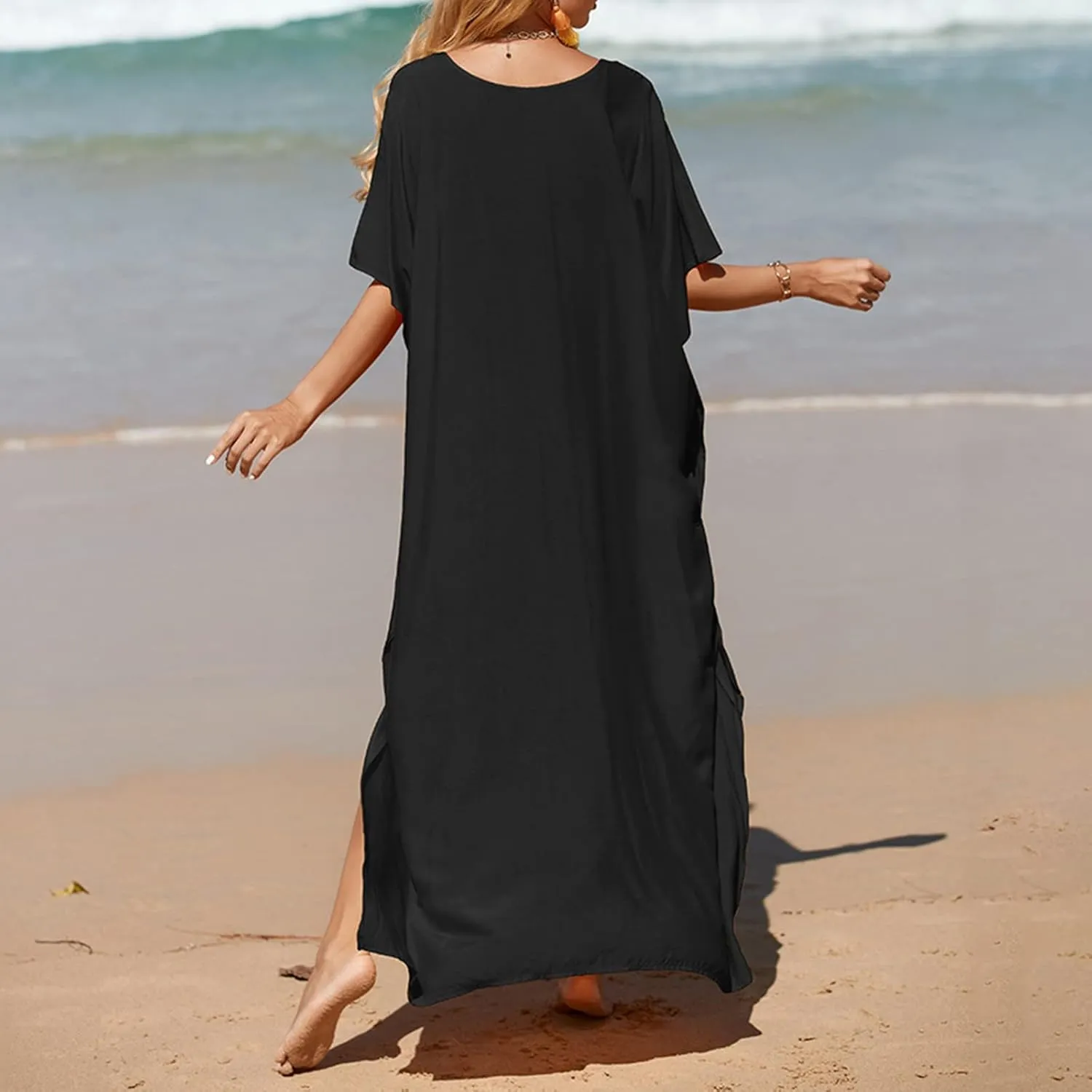 Dresses for Women Vneck Hawaii Outfits Rayon Caftans for Women Moroccan Caftan Loungewear Boho Maxi Dress 8-20 Caftans